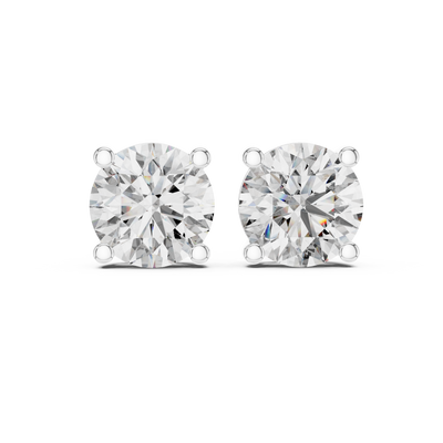 Classic Round Solitaire Diamond Stud Earrings