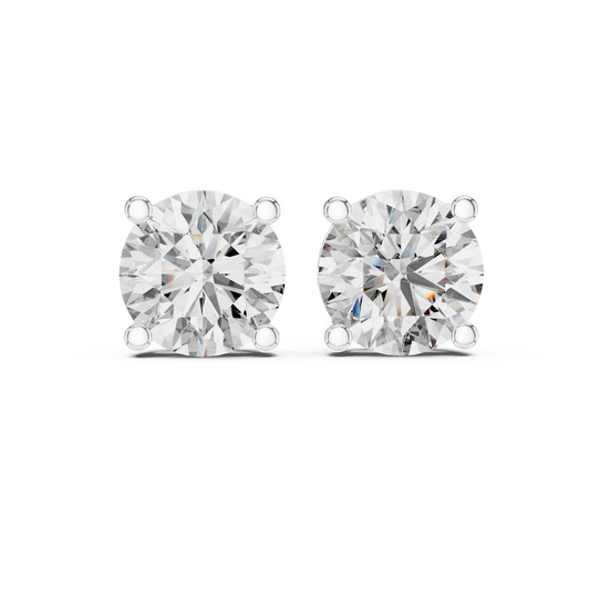 Classic Round Solitaire Diamond Stud Earrings