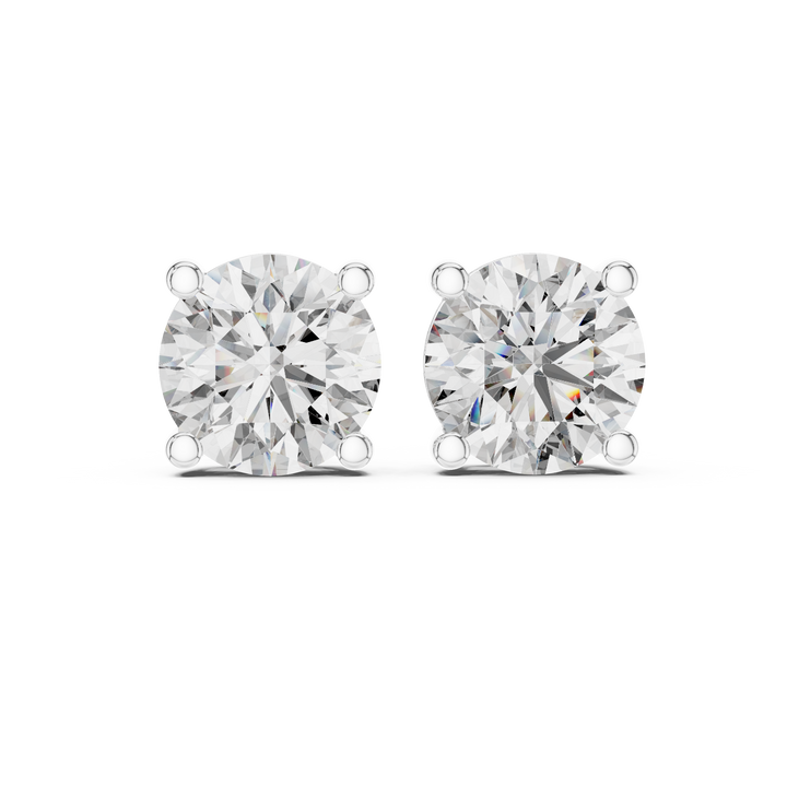 Classic Round Solitaire Diamond Stud Earrings