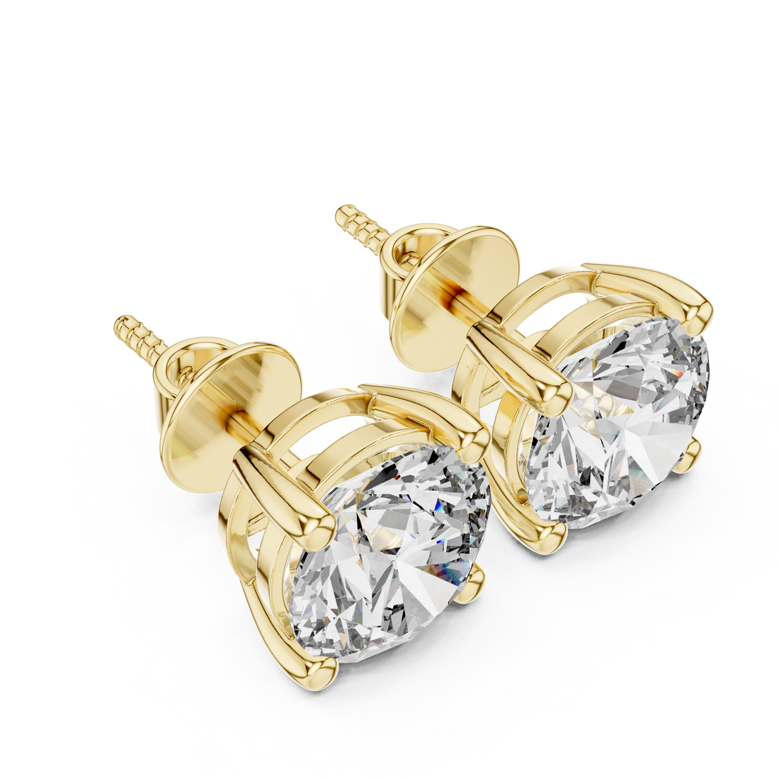 Classic Round Solitaire Diamond Stud Earrings