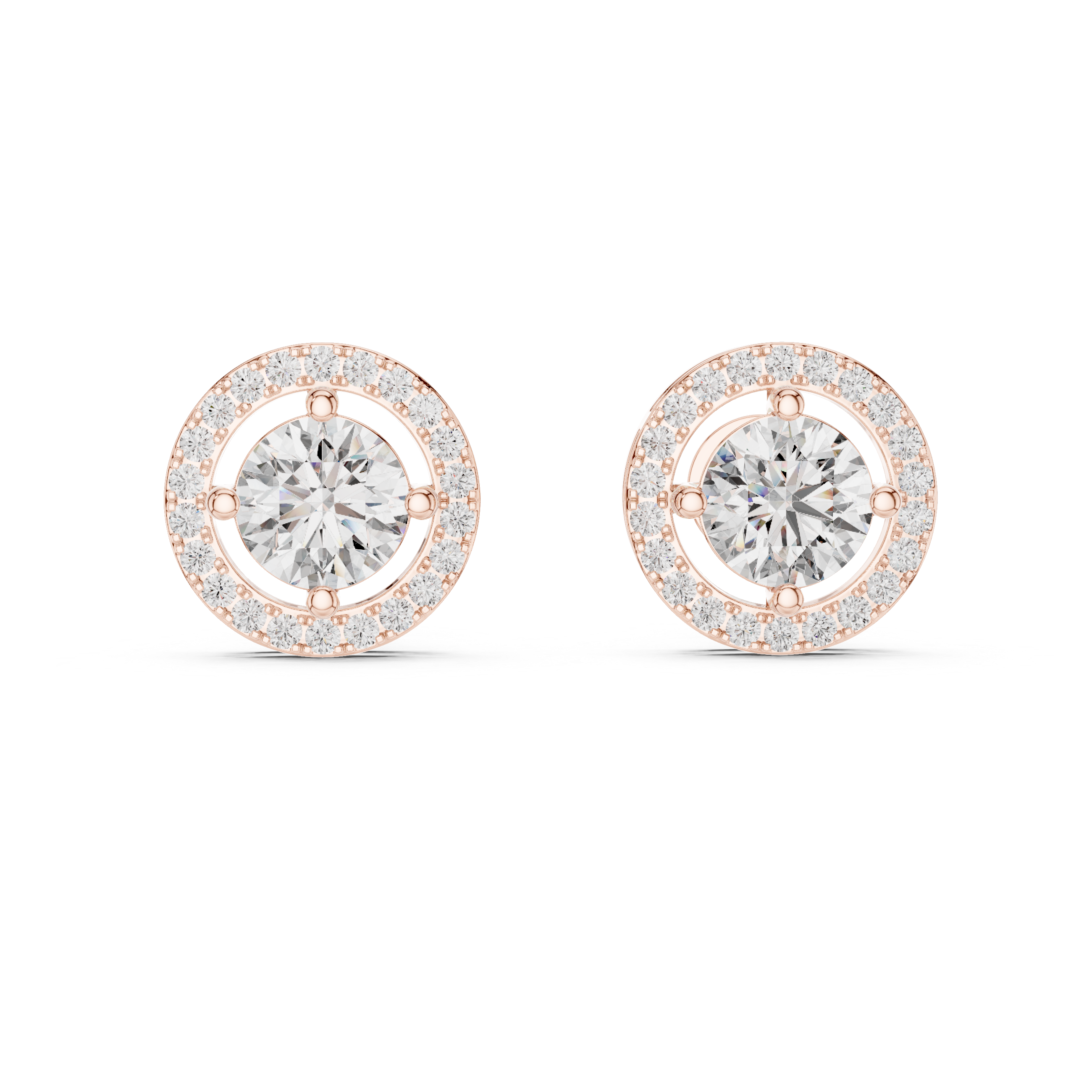 Round Halo Diamond Stud Earrings