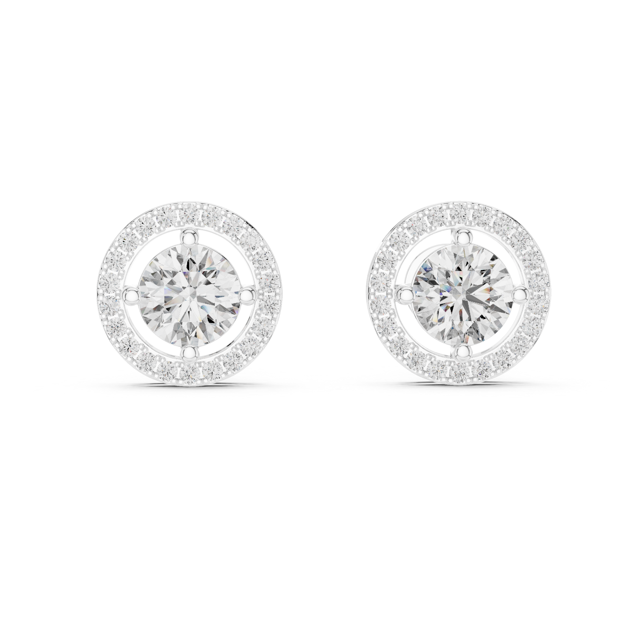 Round Halo Diamond Stud Earrings