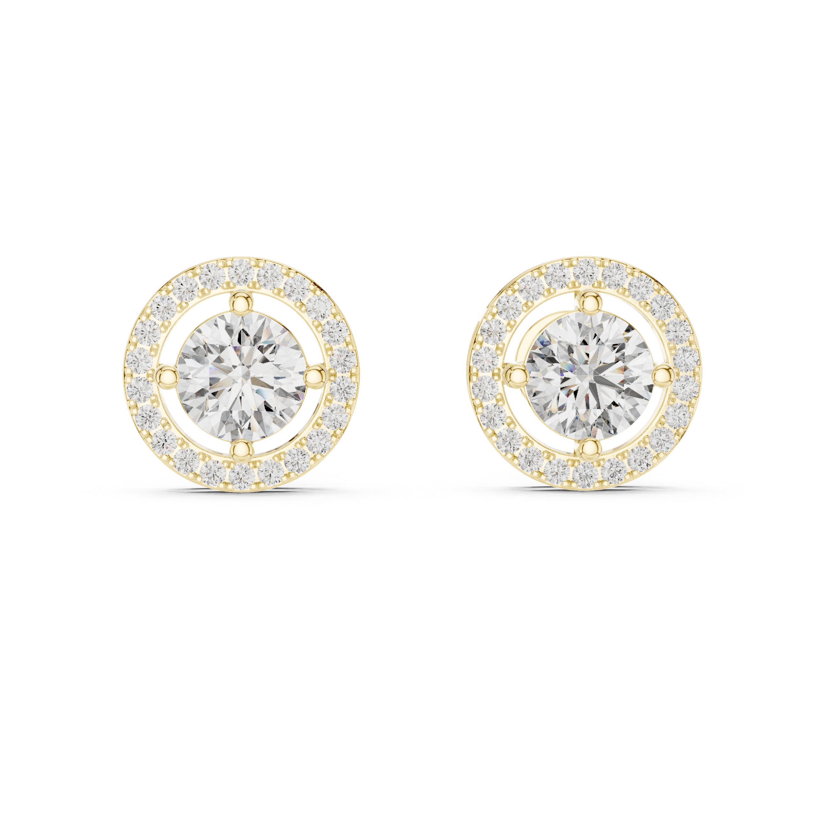 Round Halo Diamond Stud Earrings