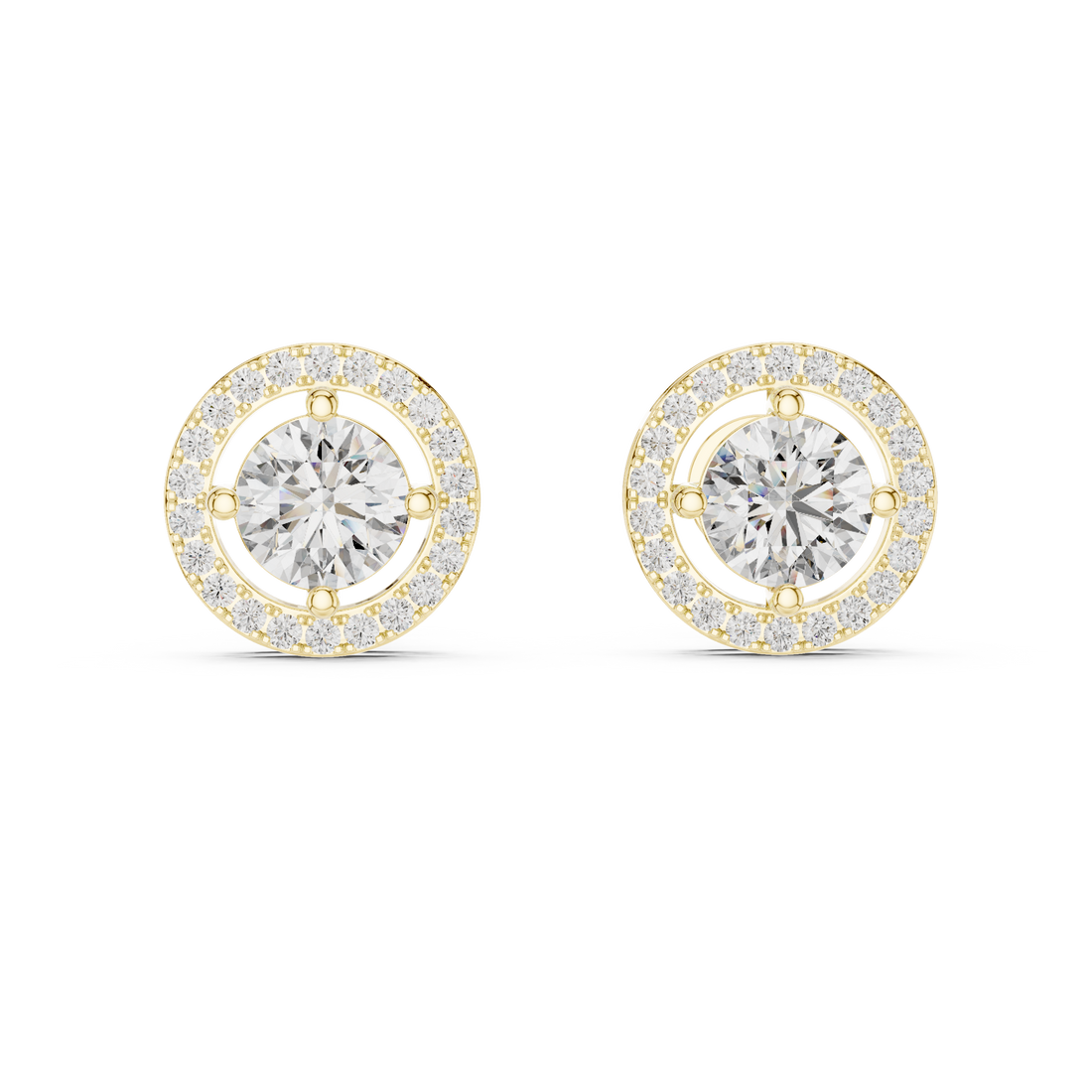 Round Halo Diamond Stud Earrings