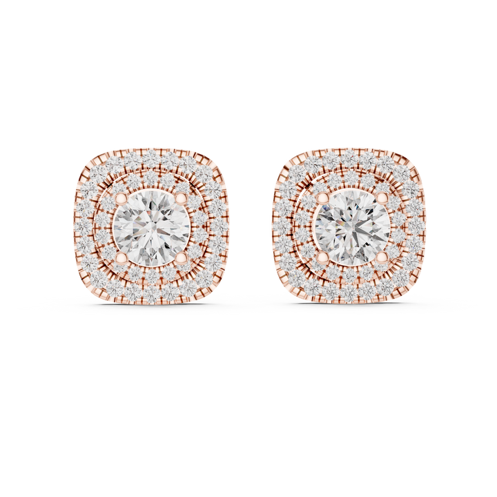 Cushion Halo Diamond Stud Earrings