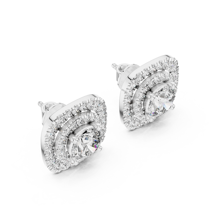 Cushion Halo Diamond Stud Earrings