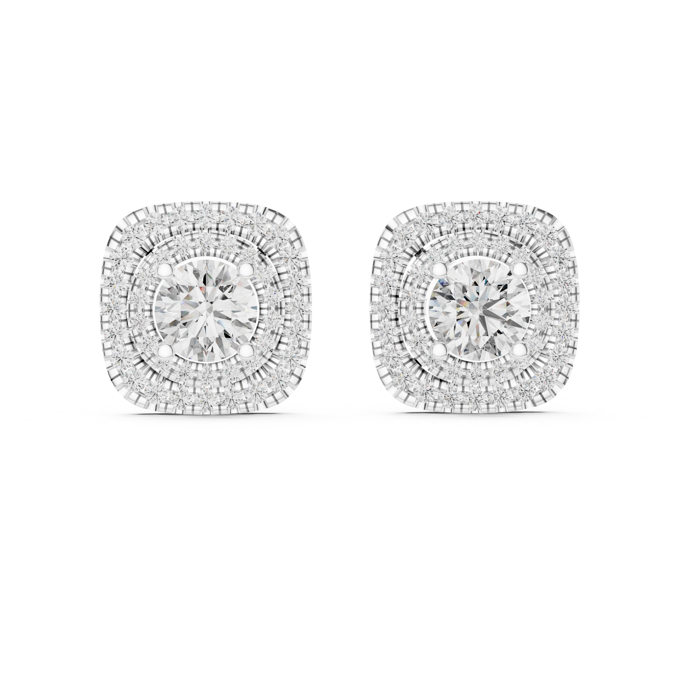 Cushion Halo Diamond Stud Earrings