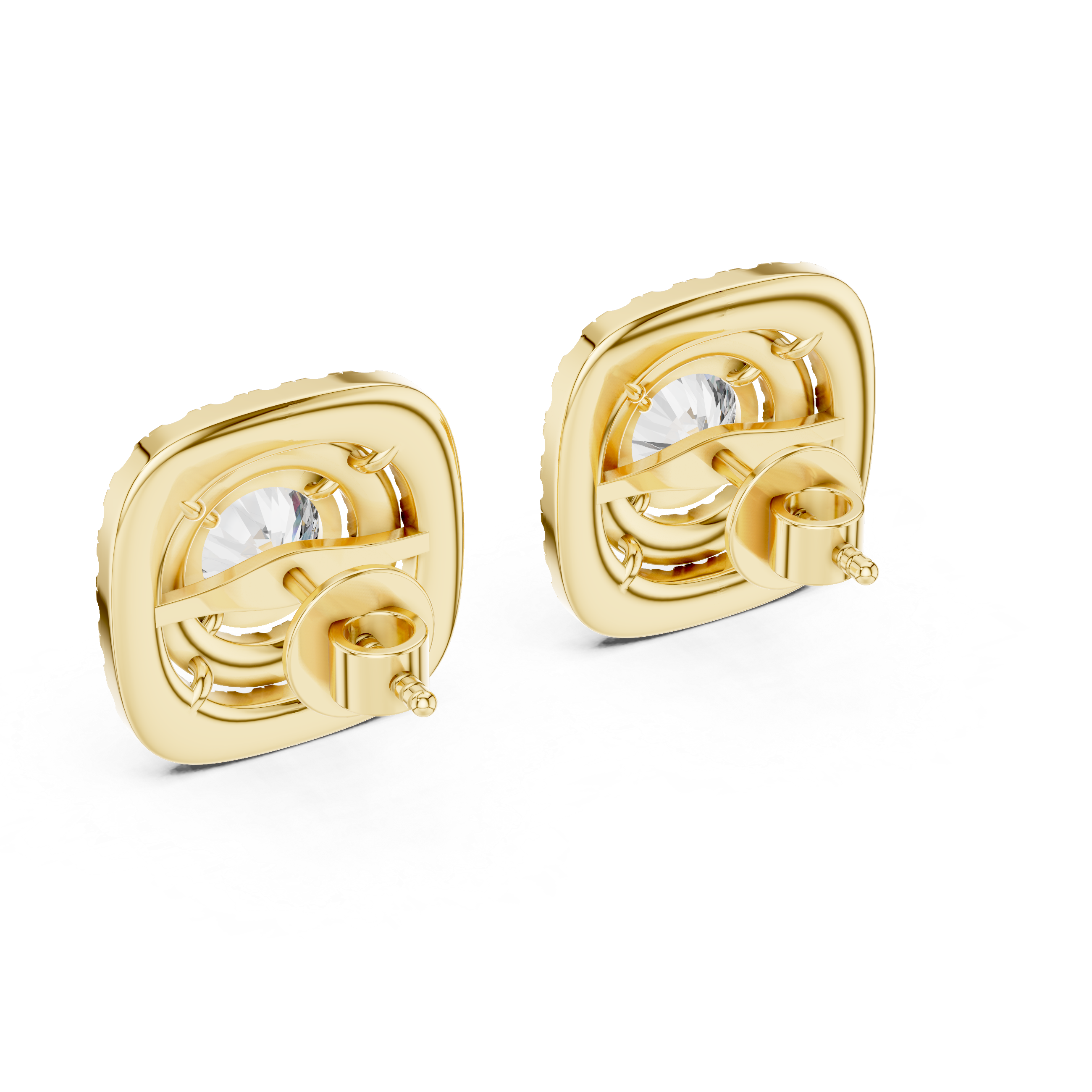 Cushion Halo Diamond Stud Earrings