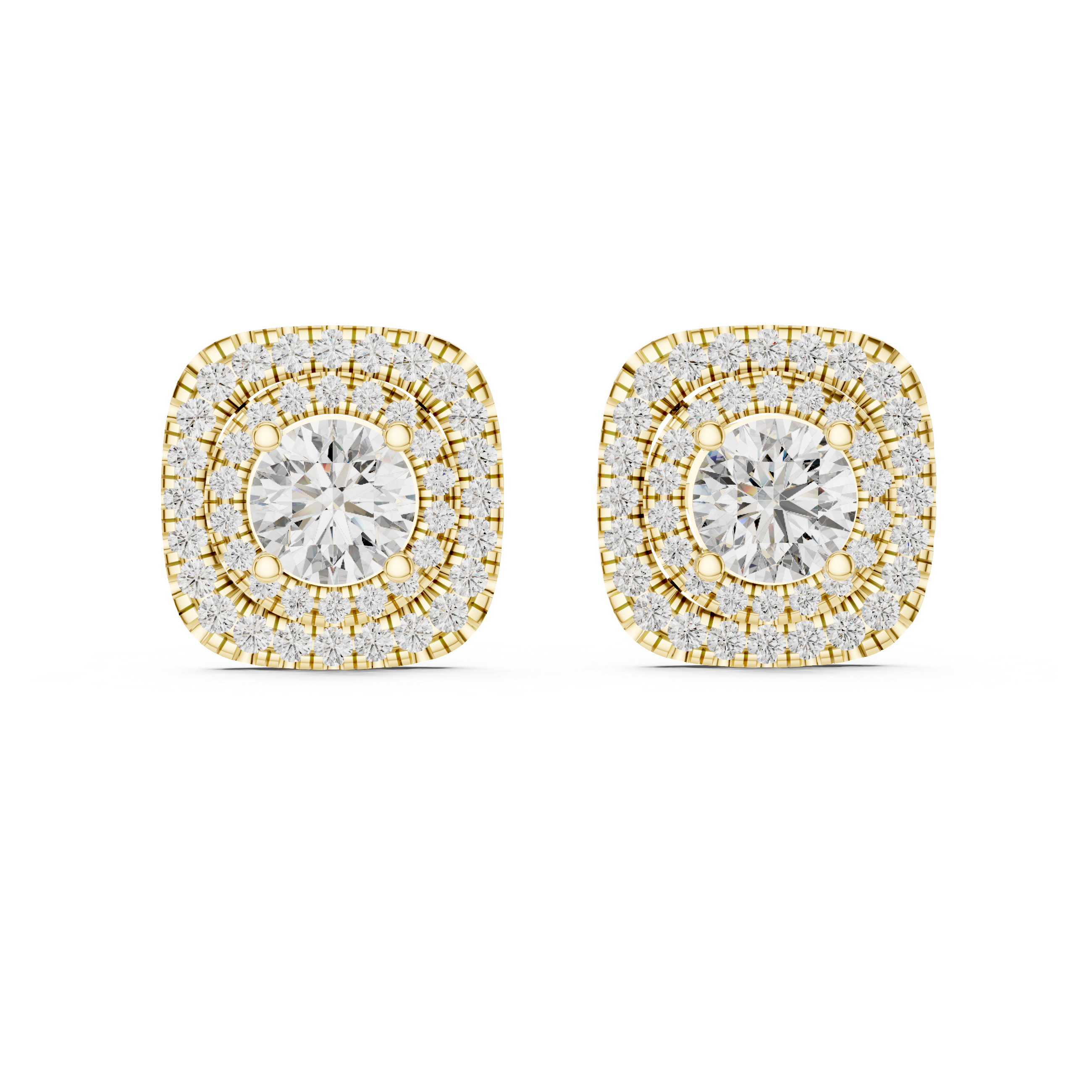 Cushion Halo Diamond Stud Earrings