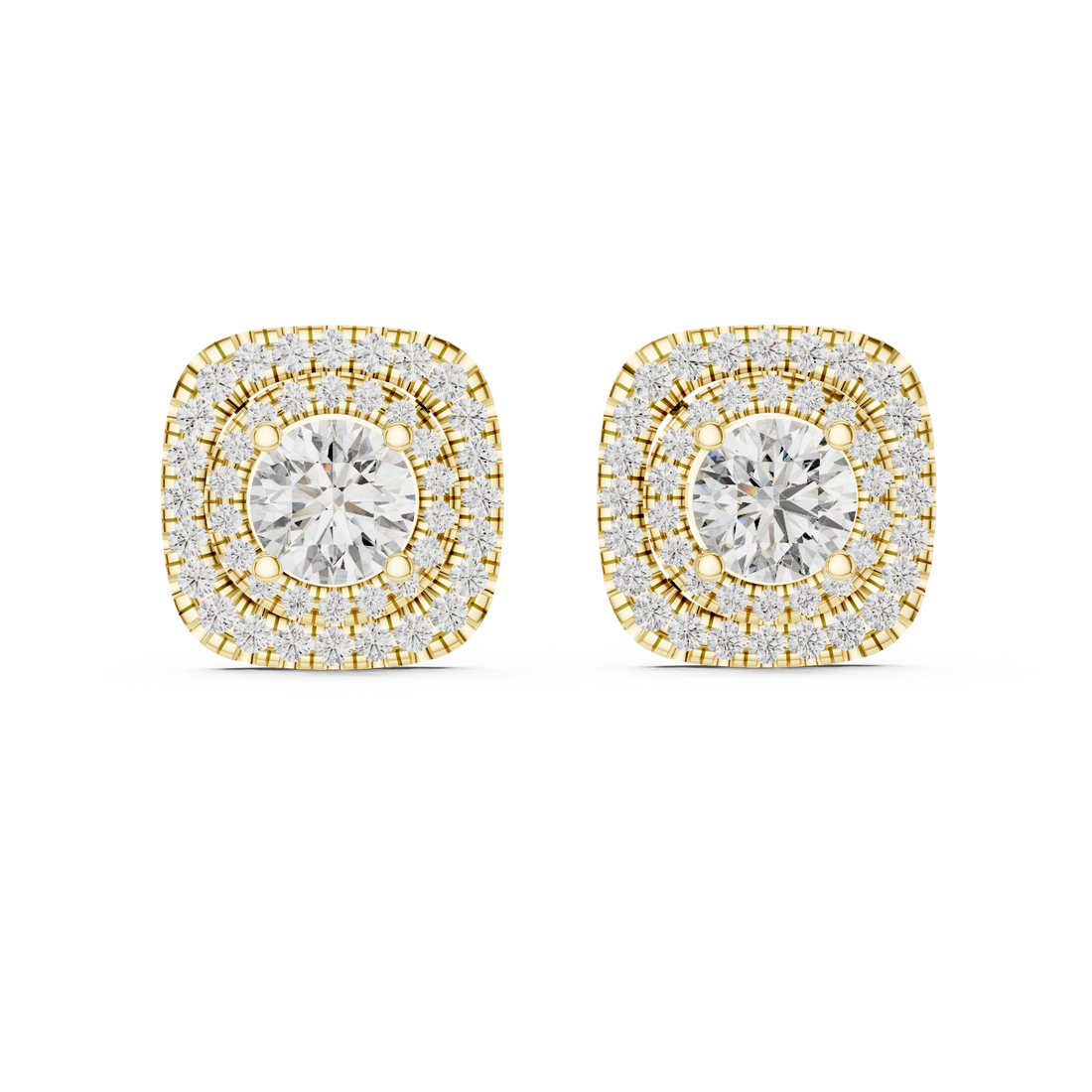 Cushion Halo Diamond Stud Earrings