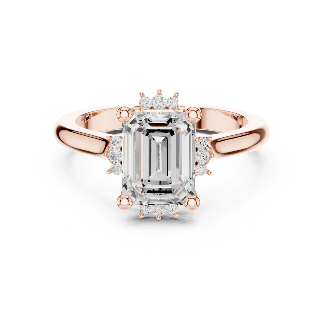 Emerald cluster ring in rose gold with lab-grown emerald – Australia
