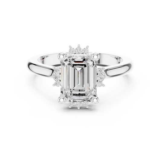 Emerald cluster ring in white gold with lab-grown emerald – Australia