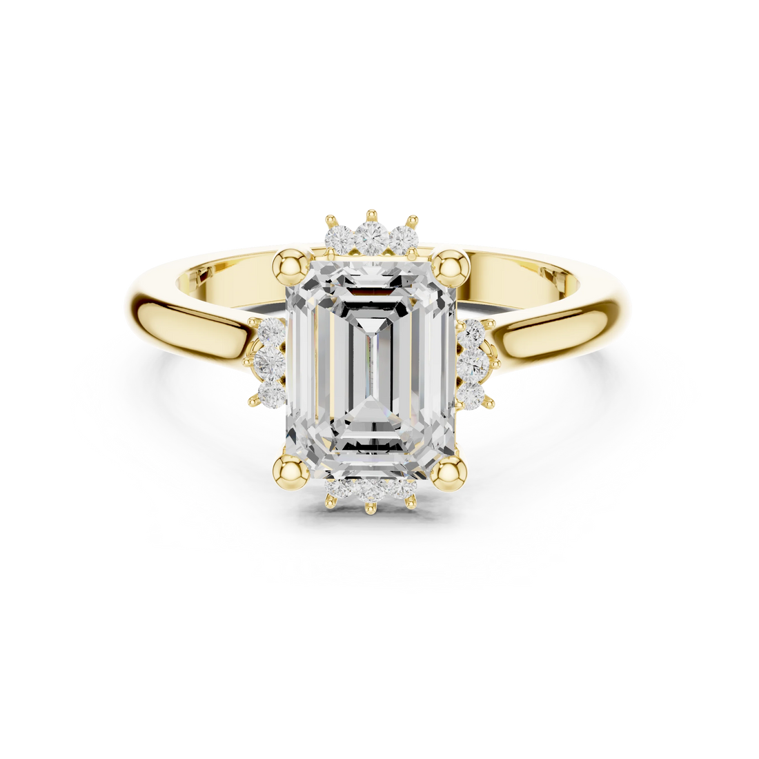 Emerald cluster ring in yellow gold with lab-grown emerald – Australia
