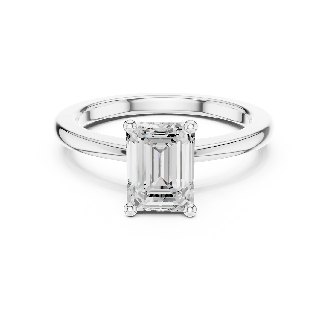 Emerald Elegance Solitaire Diamond Ring