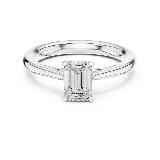 Lab-grown emerald solitaire ring in white gold, elegant and minimal design, Australia collection