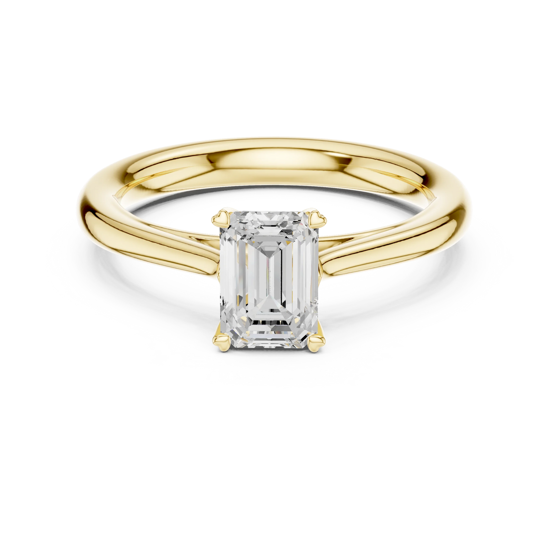 Lab-grown emerald solitaire ring in yellow gold with classic and luxurious finish, Australia collection