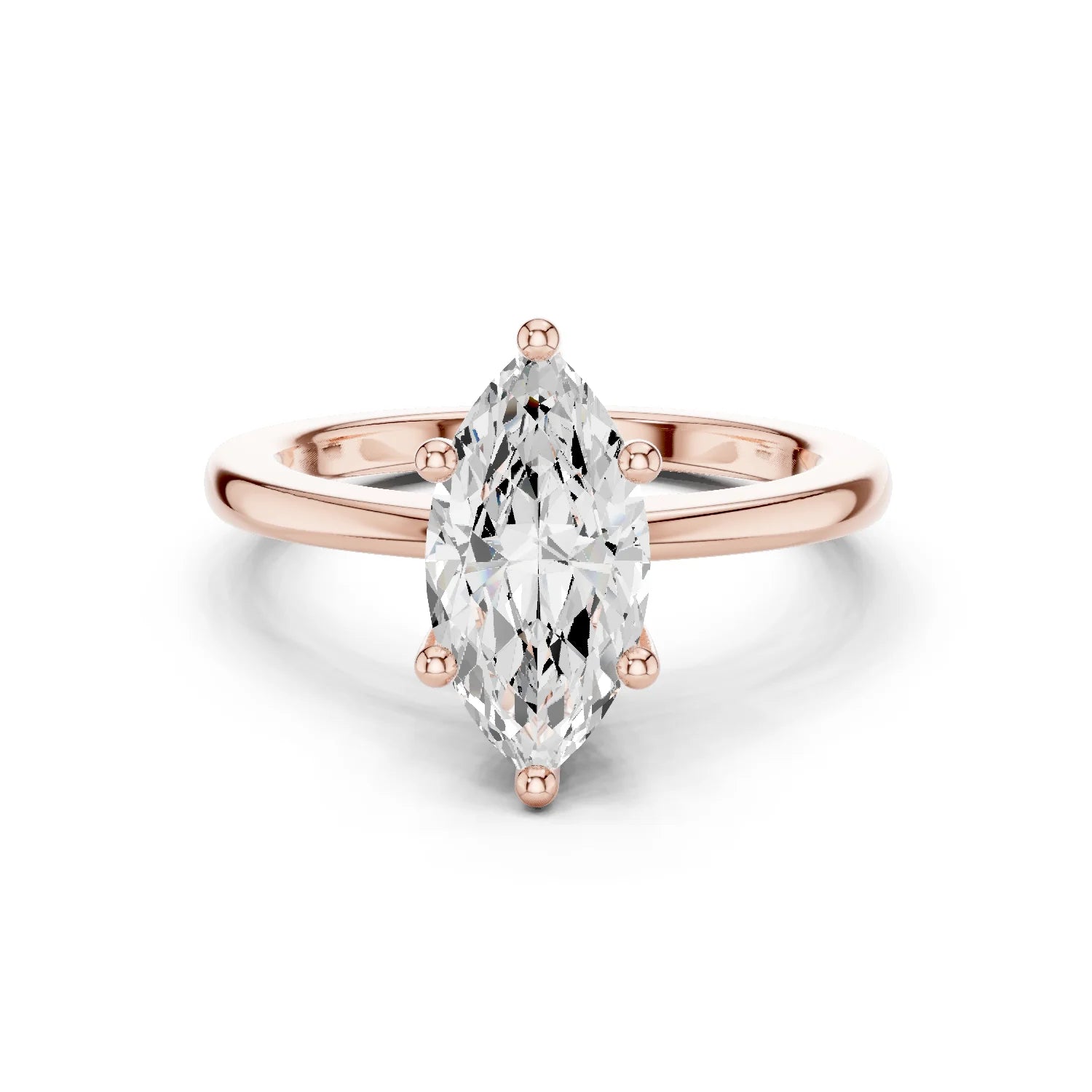 Eternal Marquise Sparkle Diamond Ring in Rose Gold Front View with Pavé Diamonds
