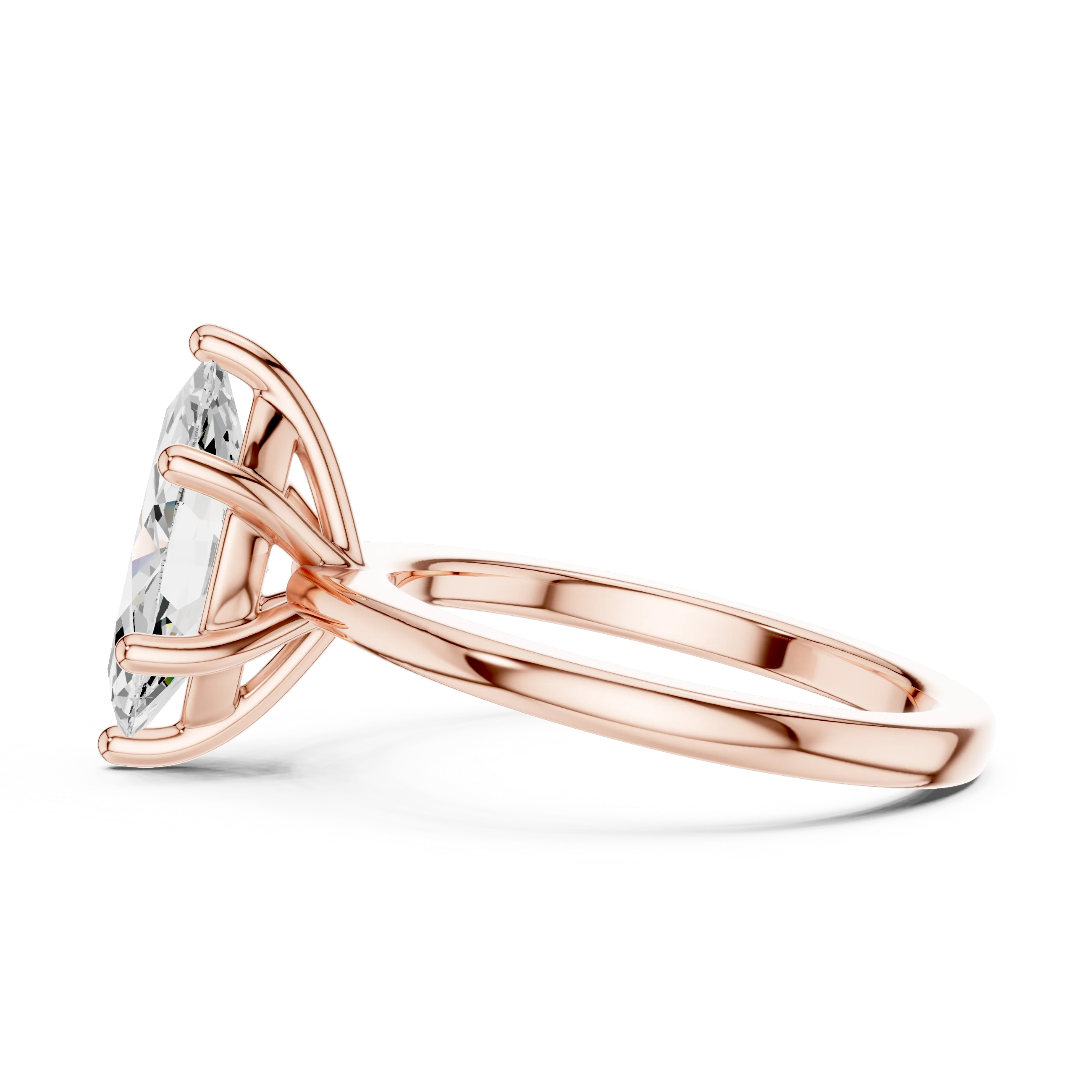 Eternal Marquise Sparkle Diamond Ring Rose Gold Side View Pavé Diamonds