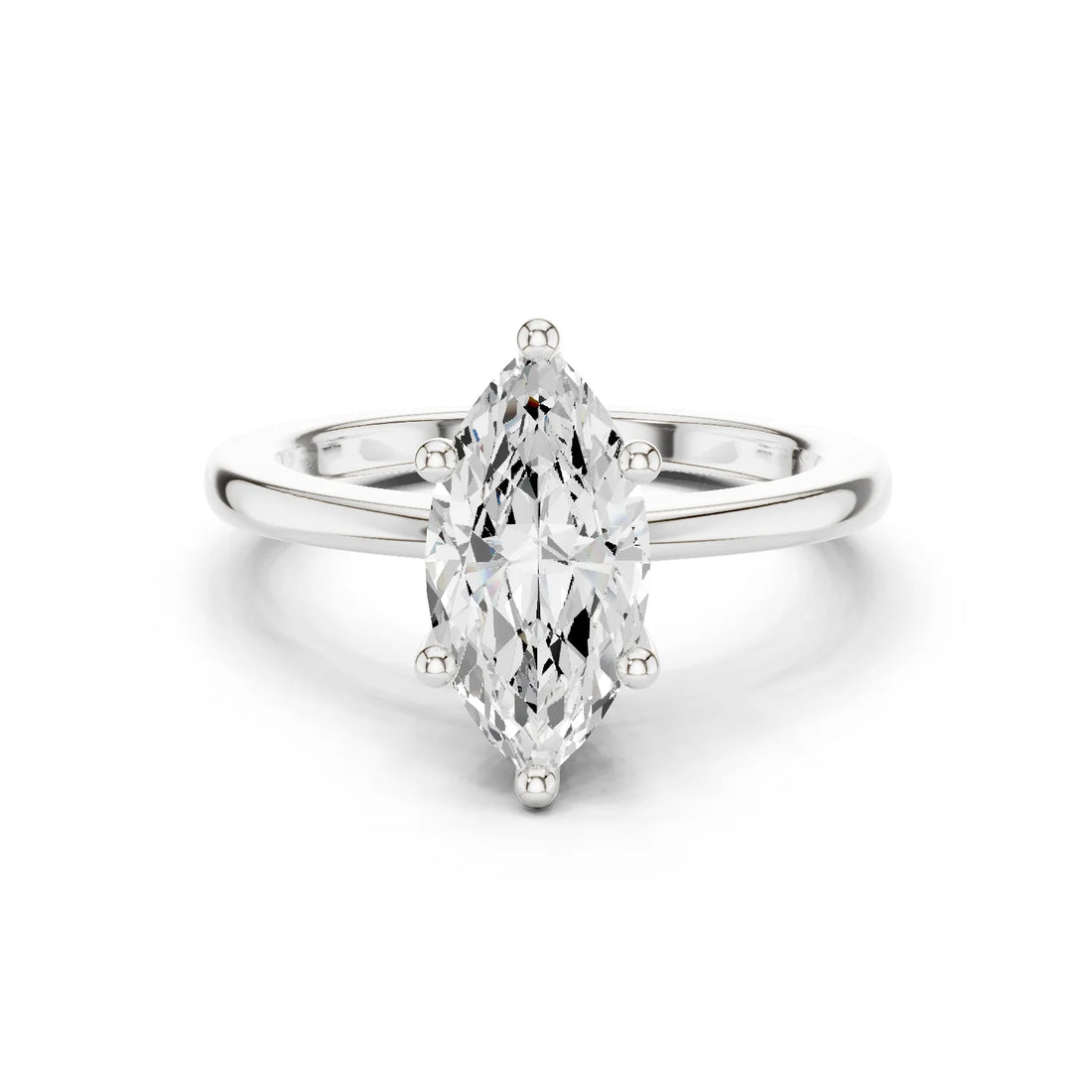 Eternal Marquise Sparkle Diamond Ring in White Gold Front View with Pavé Diamonds