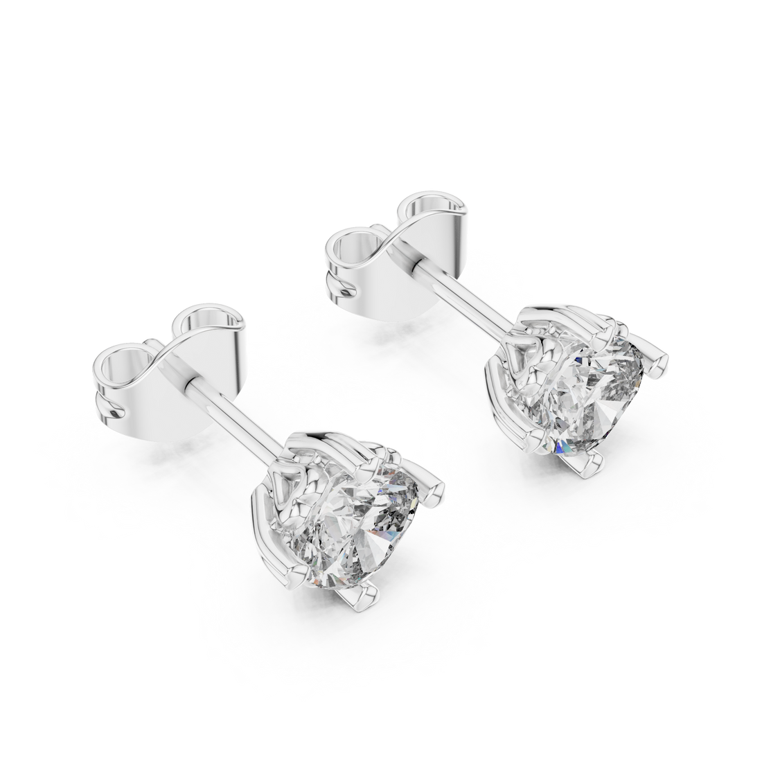 Floral Prong Round Diamond Stud Earrings