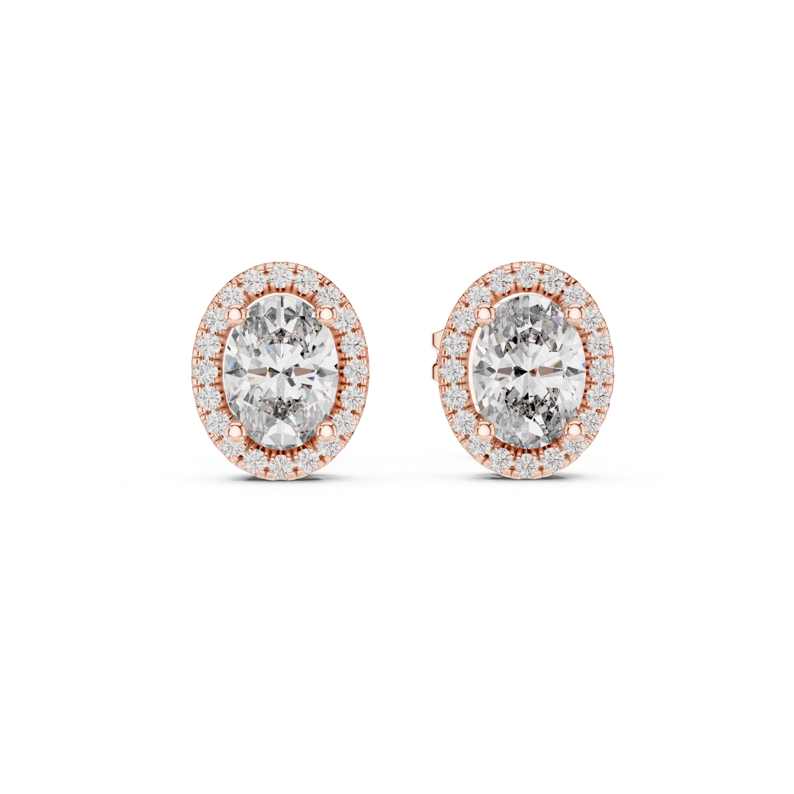 Oval Halo Diamond Stud Earrings