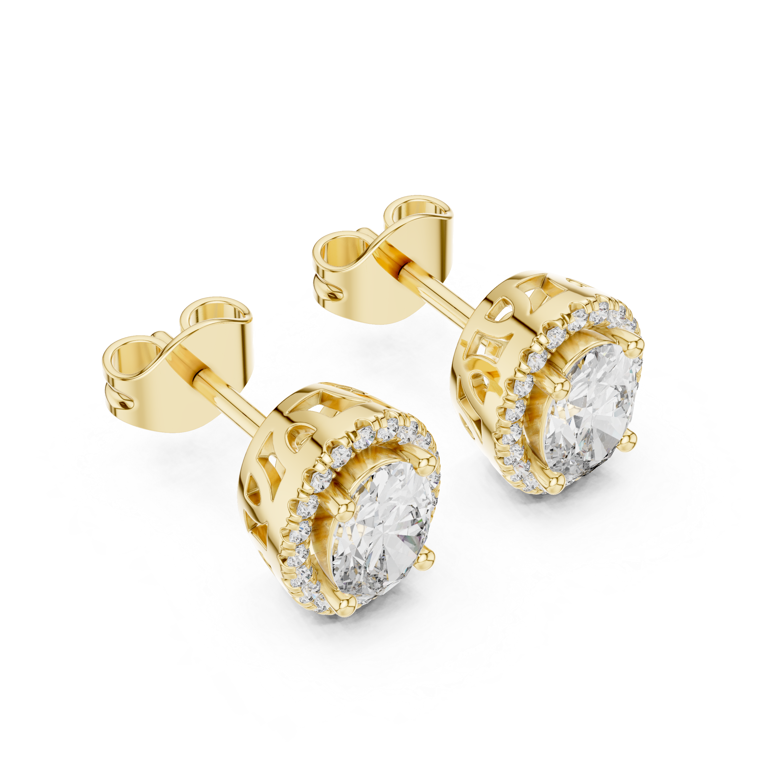 Oval Halo Diamond Stud Earrings