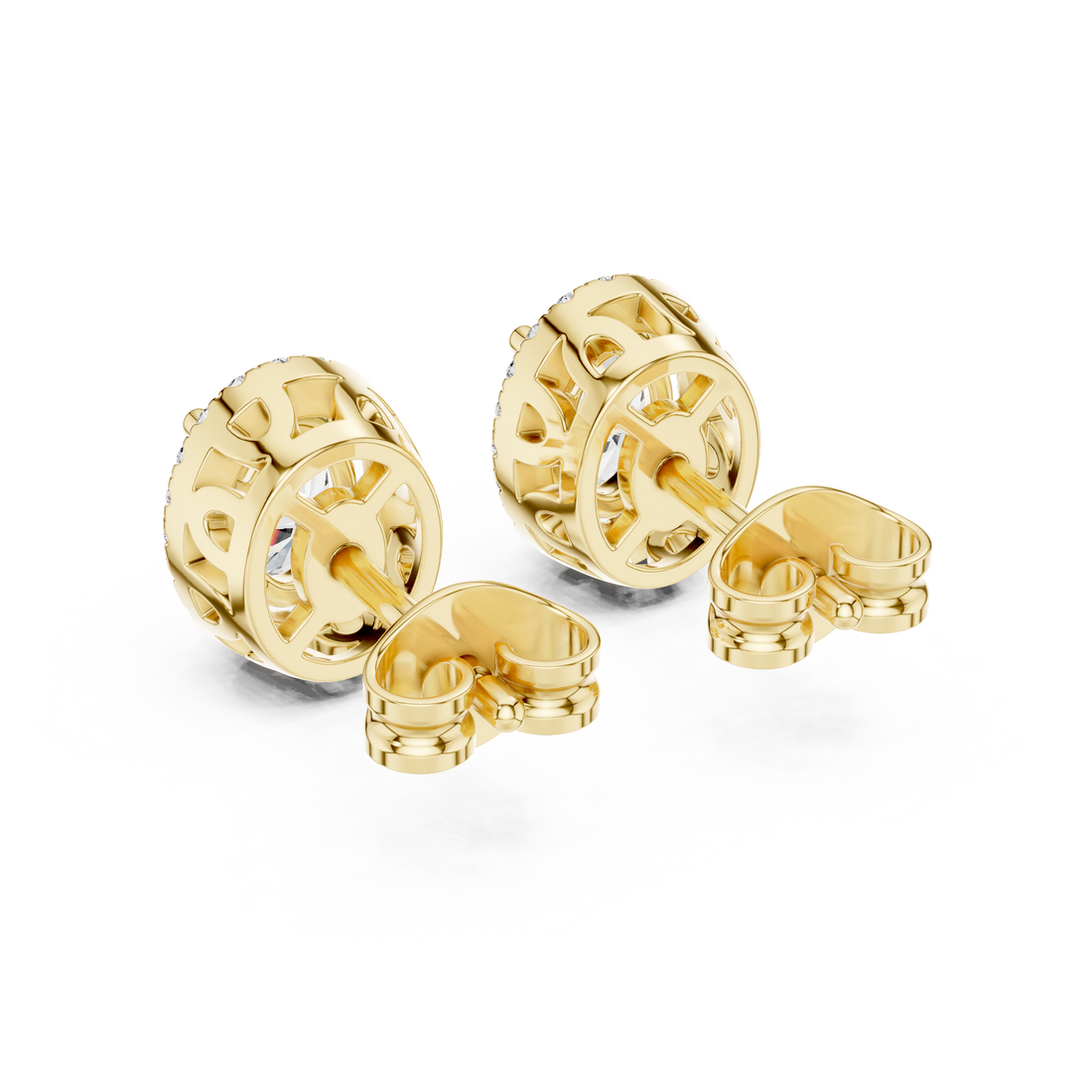 Oval Halo Diamond Stud Earrings