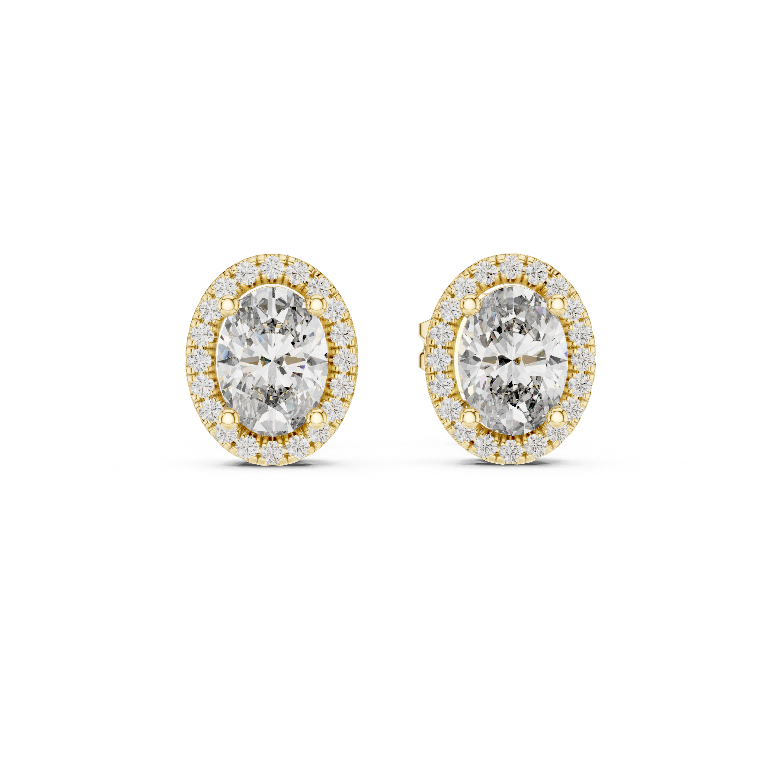 Oval Halo Diamond Stud Earrings