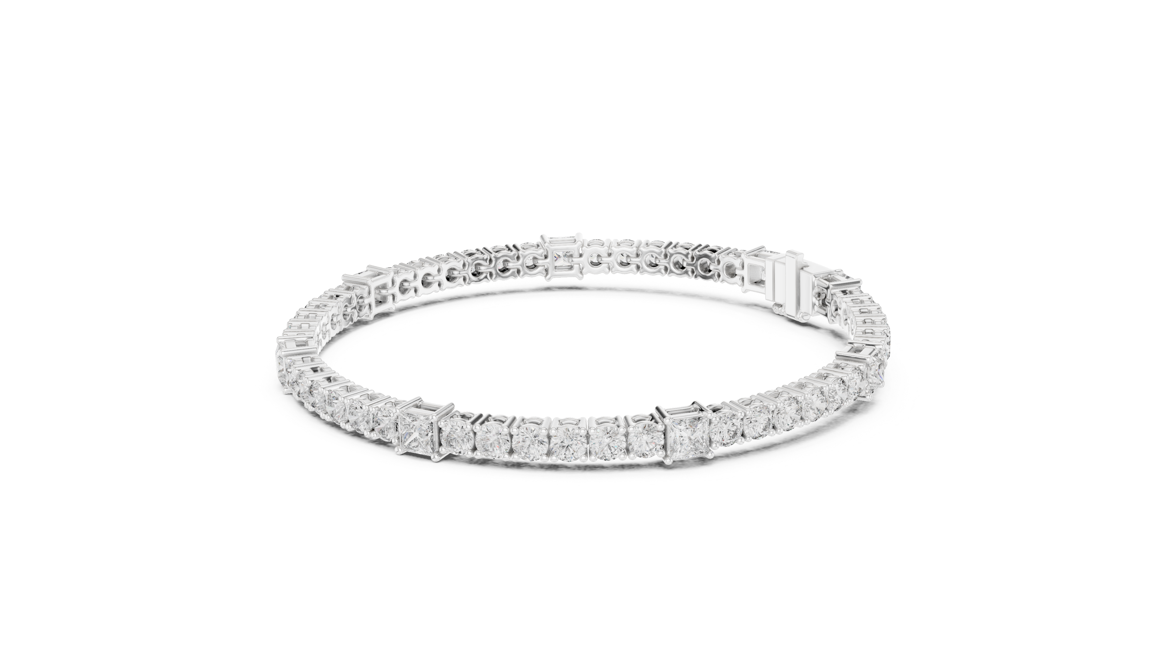 Square & Round Diamond Tennis Bracelet