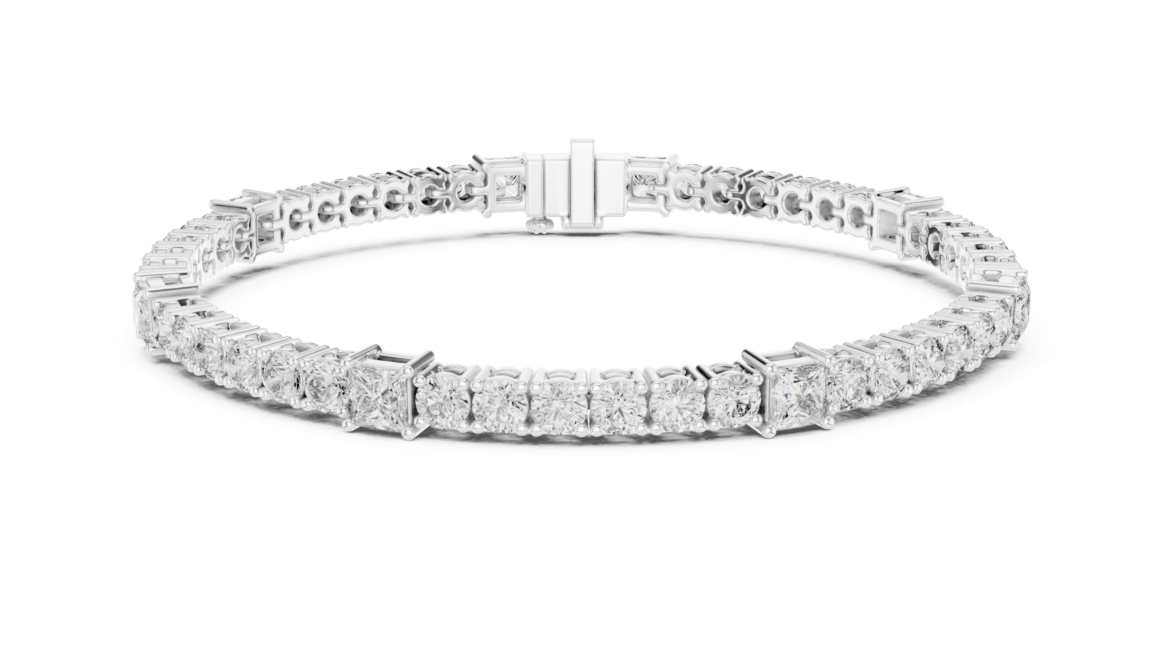 Square & Round Diamond Tennis Bracelet
