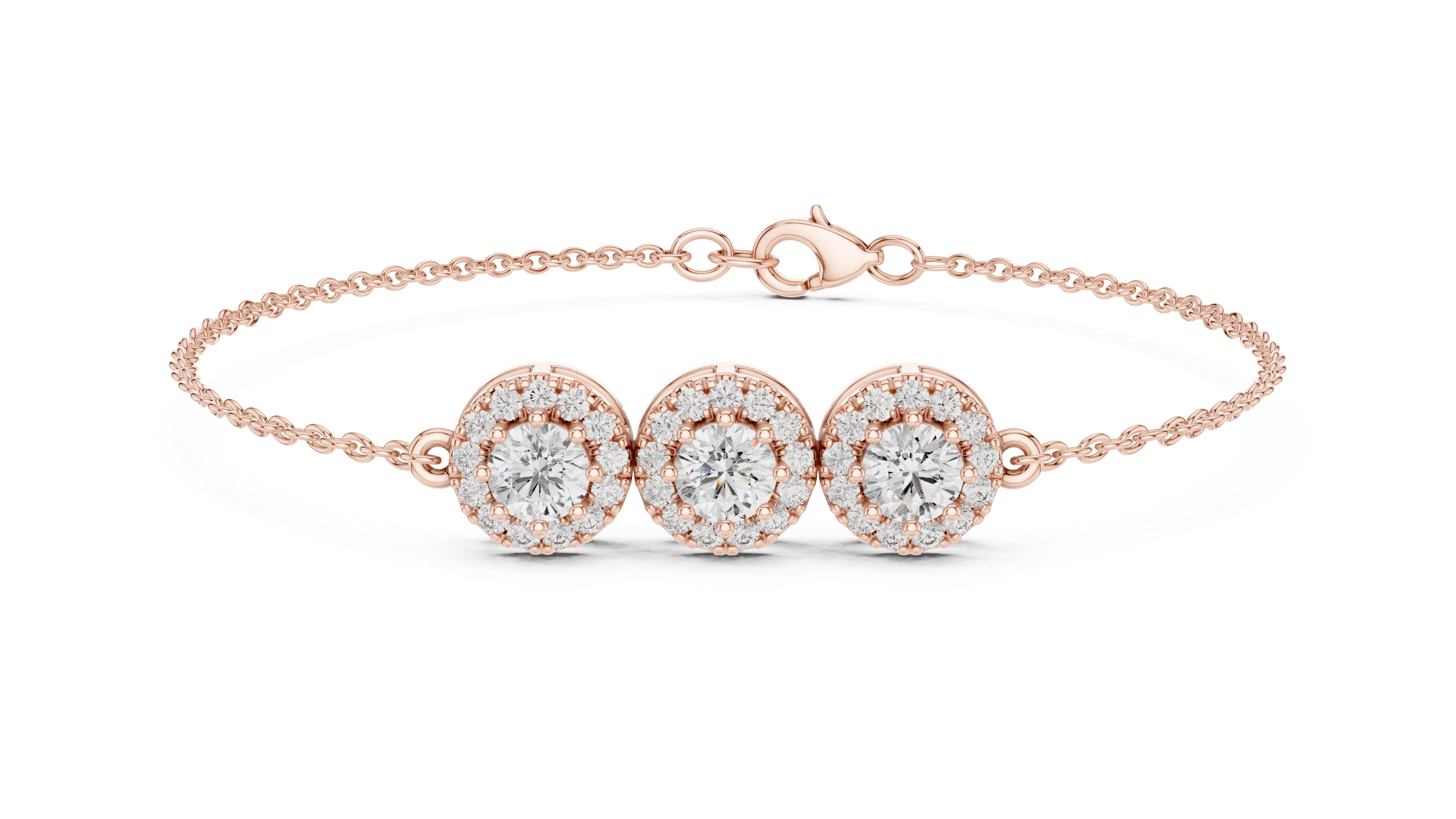 Triple Halo Diamond Bracelet