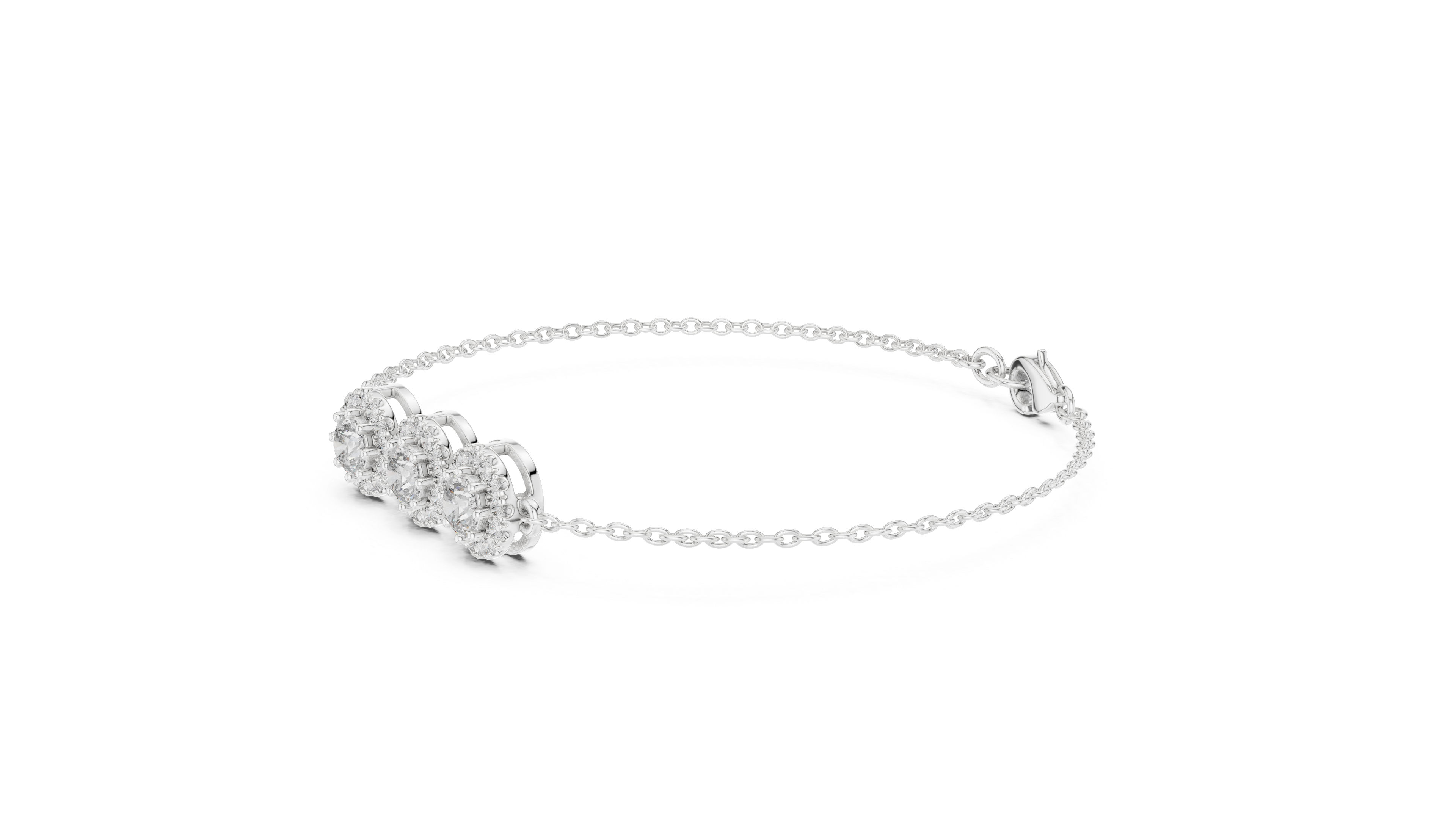 Triple Halo Diamond Bracelet