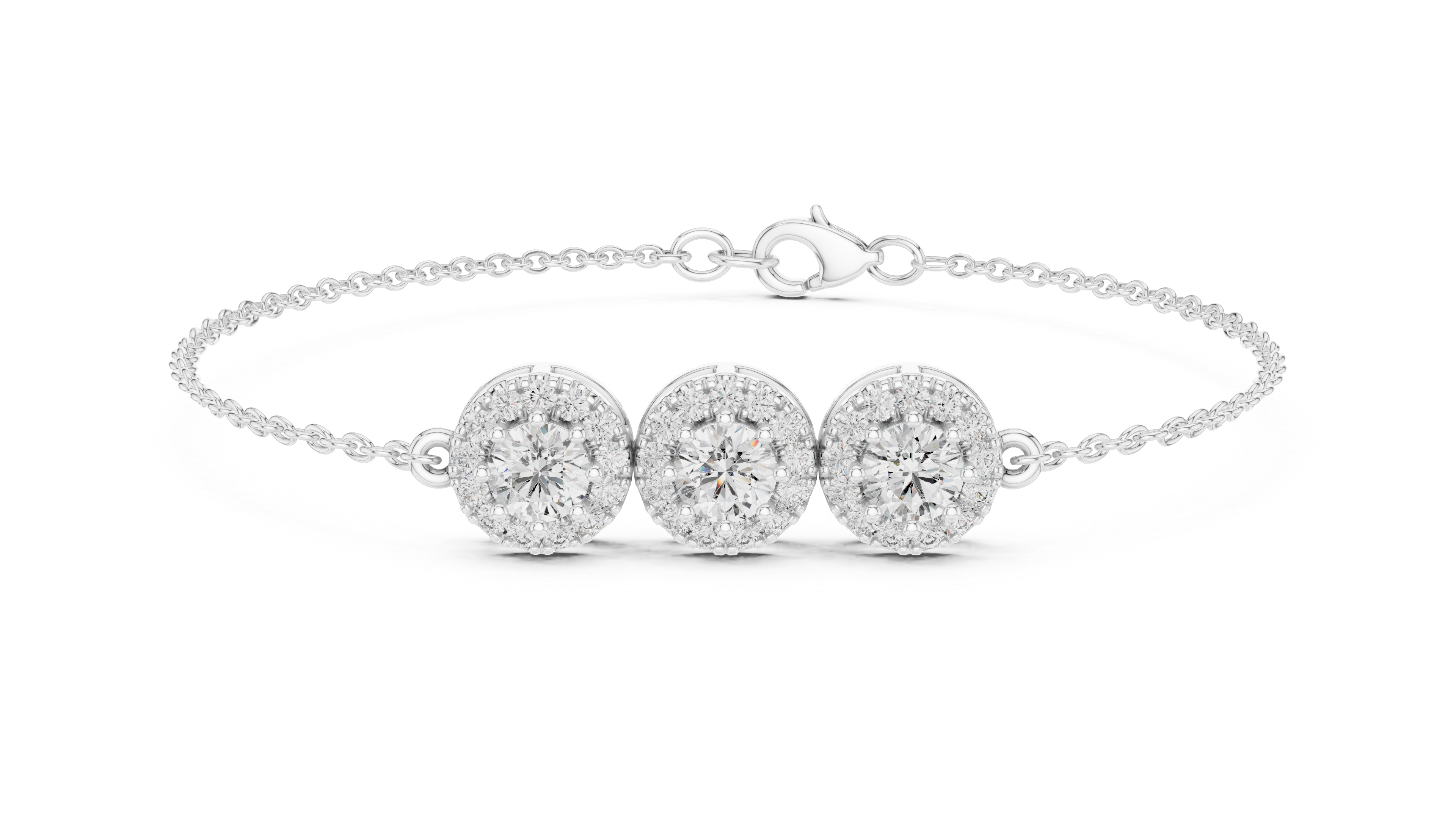 Triple Halo Diamond Bracelet