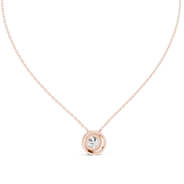 Solitaire Halo Diamond Pendant Necklace