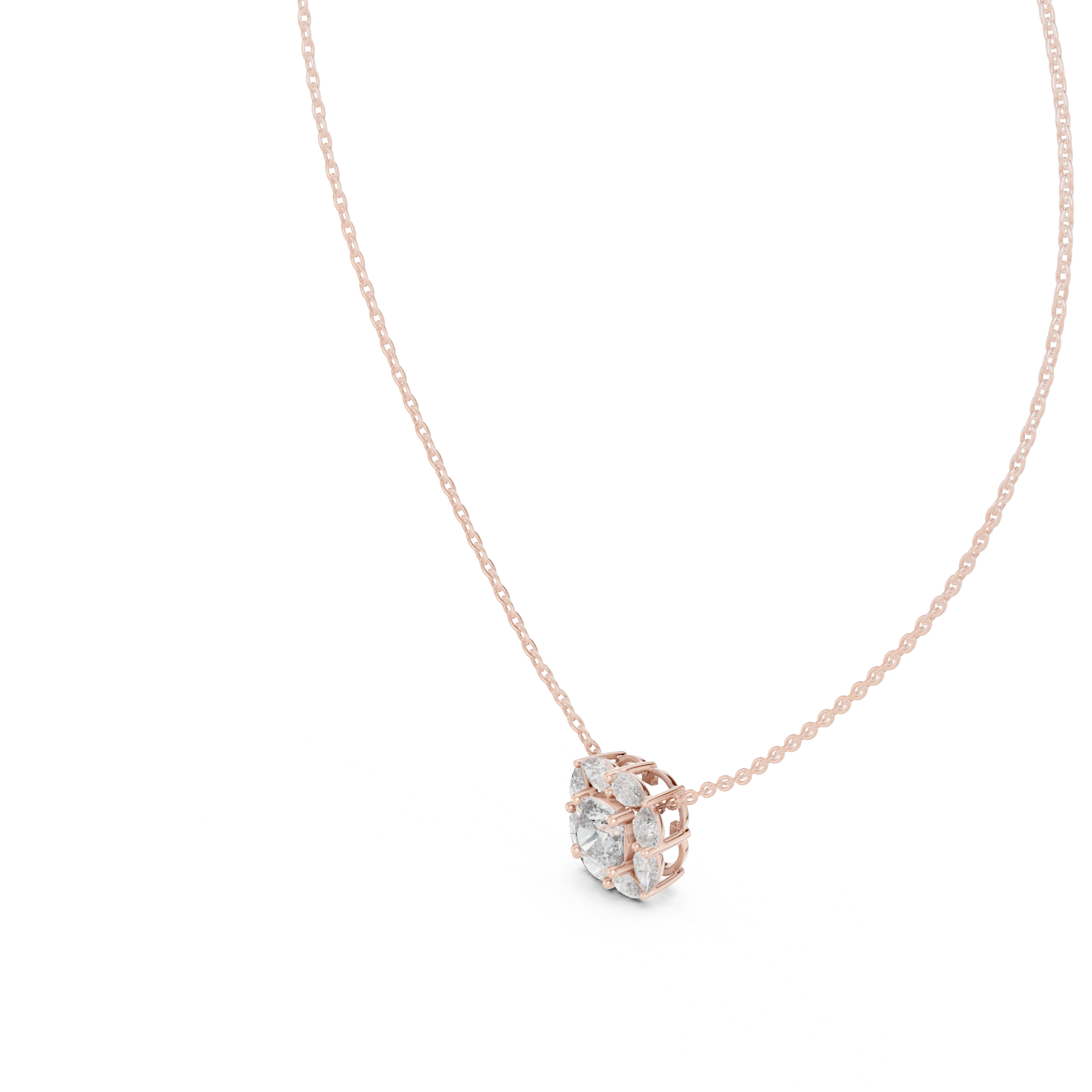 Cushion Halo Diamond Pendant Necklace