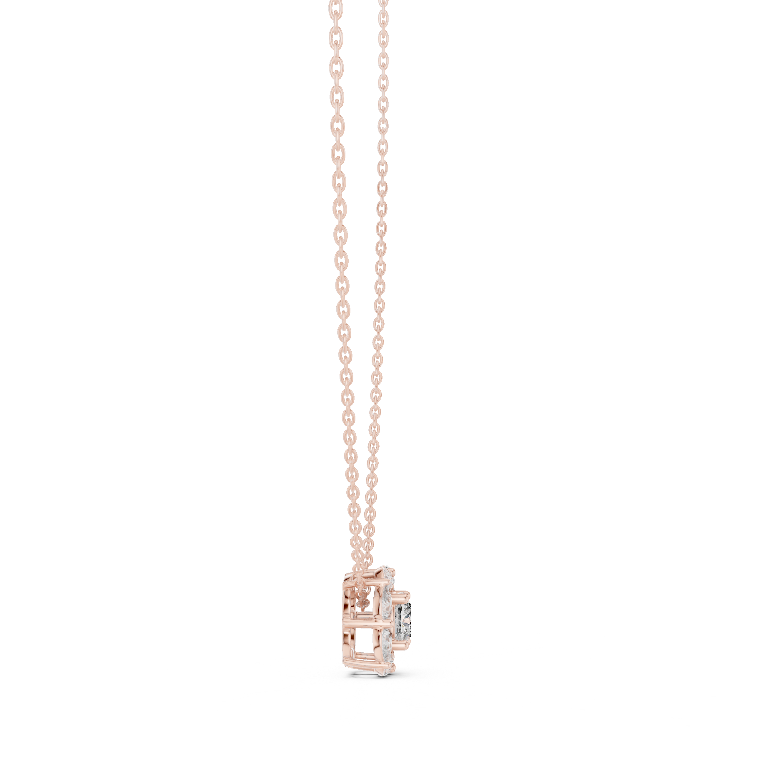 Cushion Halo Diamond Pendant Necklace