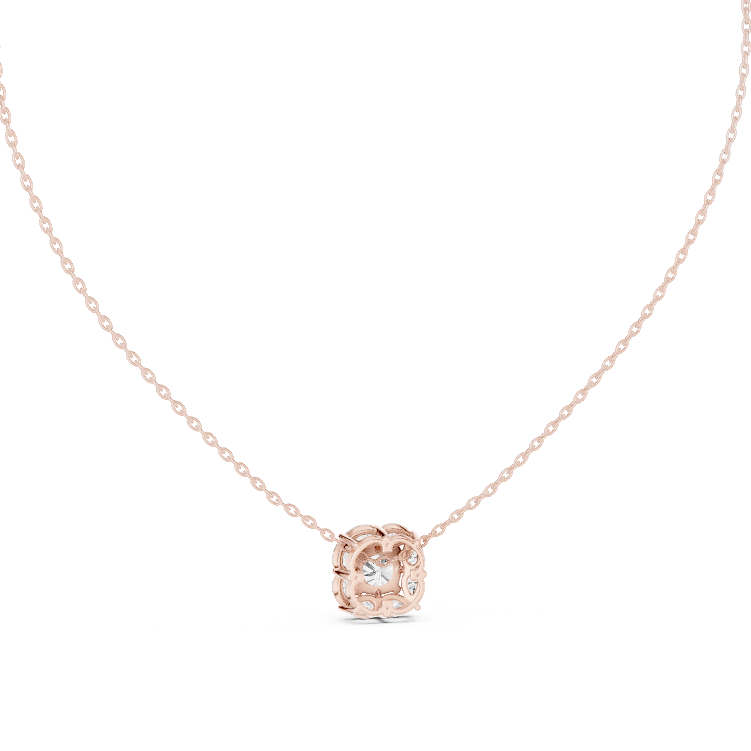 Cushion Halo Diamond Pendant Necklace