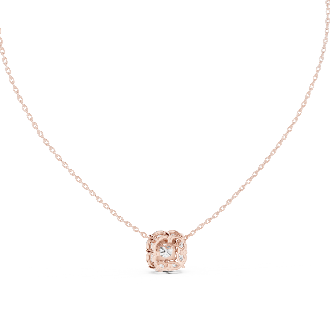 Cushion Halo Diamond Pendant Necklace
