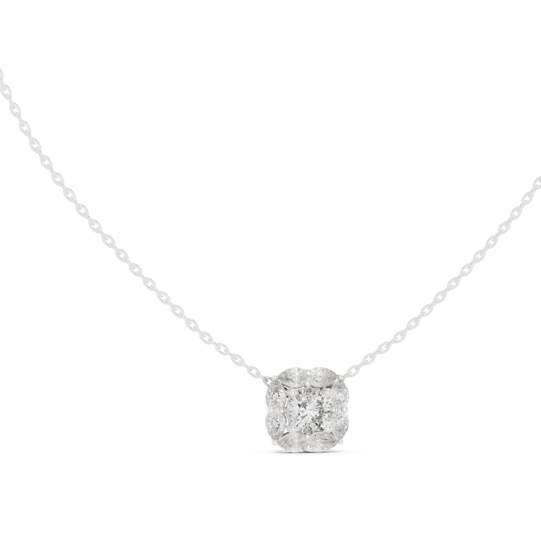 Cushion Halo Diamond Pendant Necklace