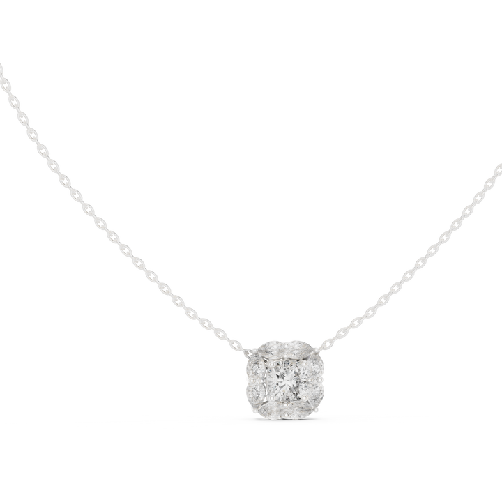 Cushion Halo Diamond Pendant Necklace