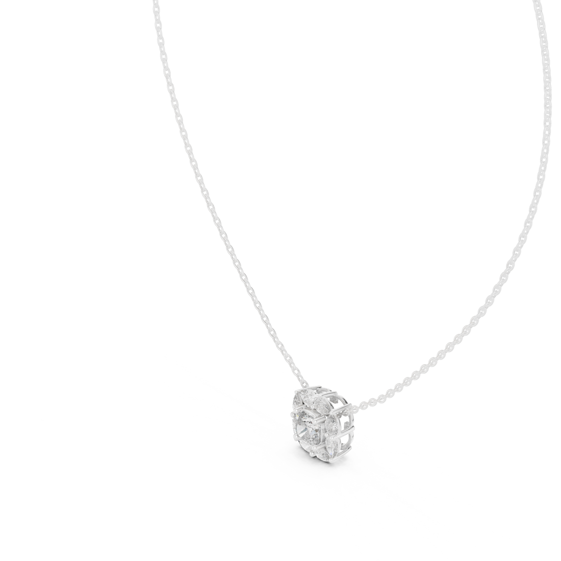 Cushion Halo Diamond Pendant Necklace