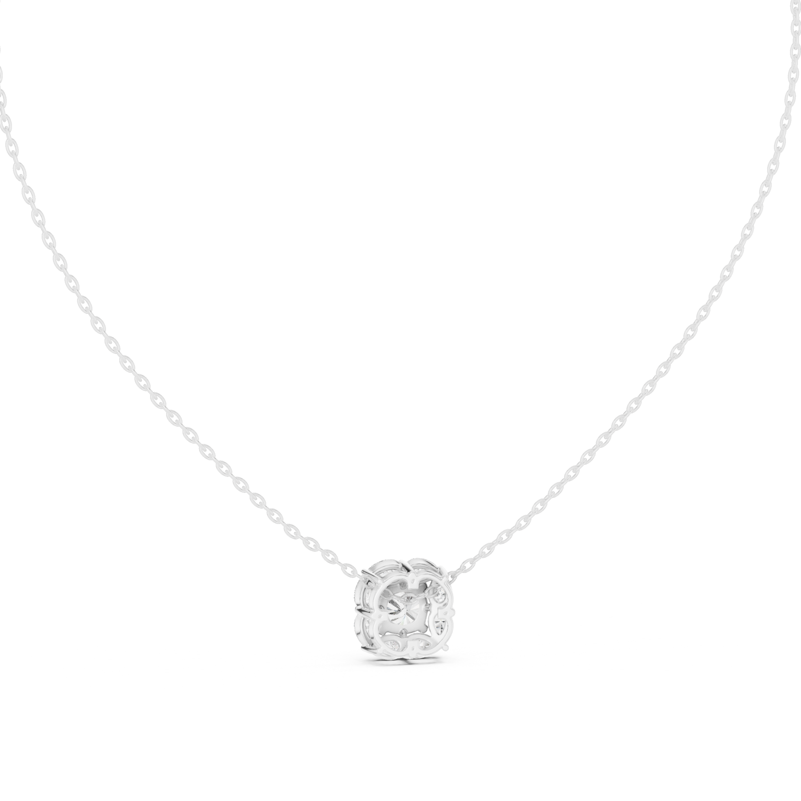 Cushion Halo Diamond Pendant Necklace
