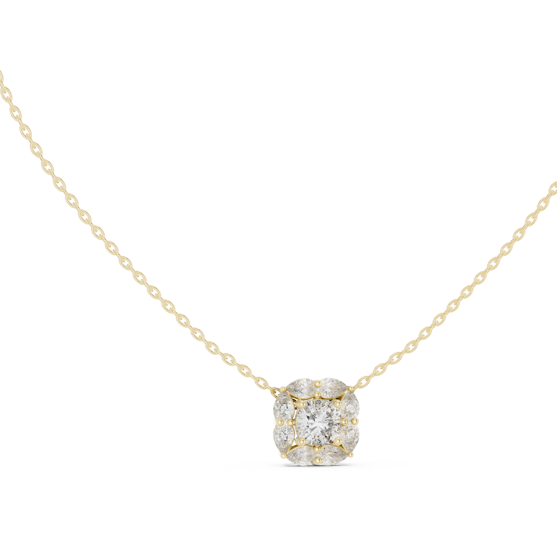Cushion Halo Diamond Pendant Necklace