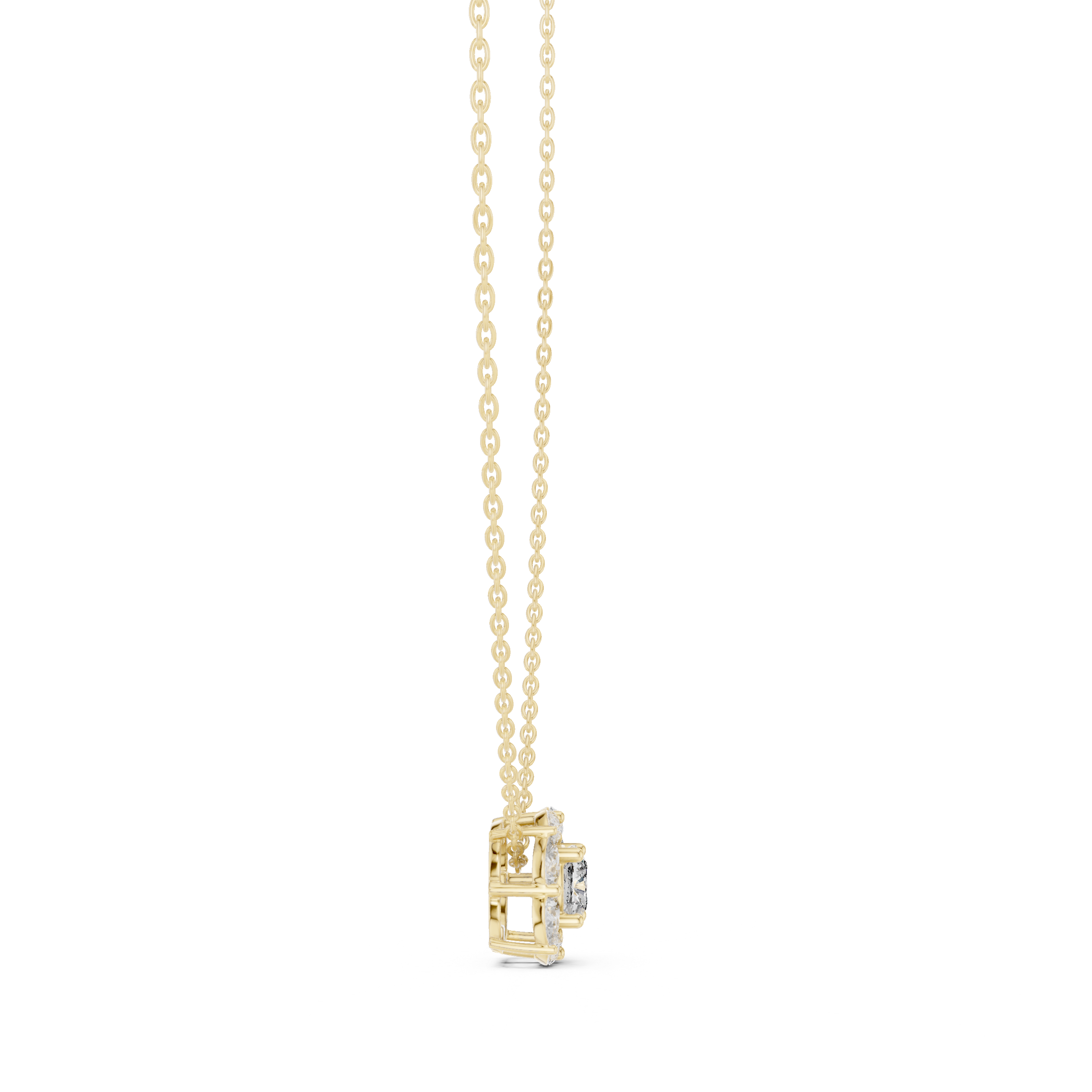 Cushion Halo Diamond Pendant Necklace