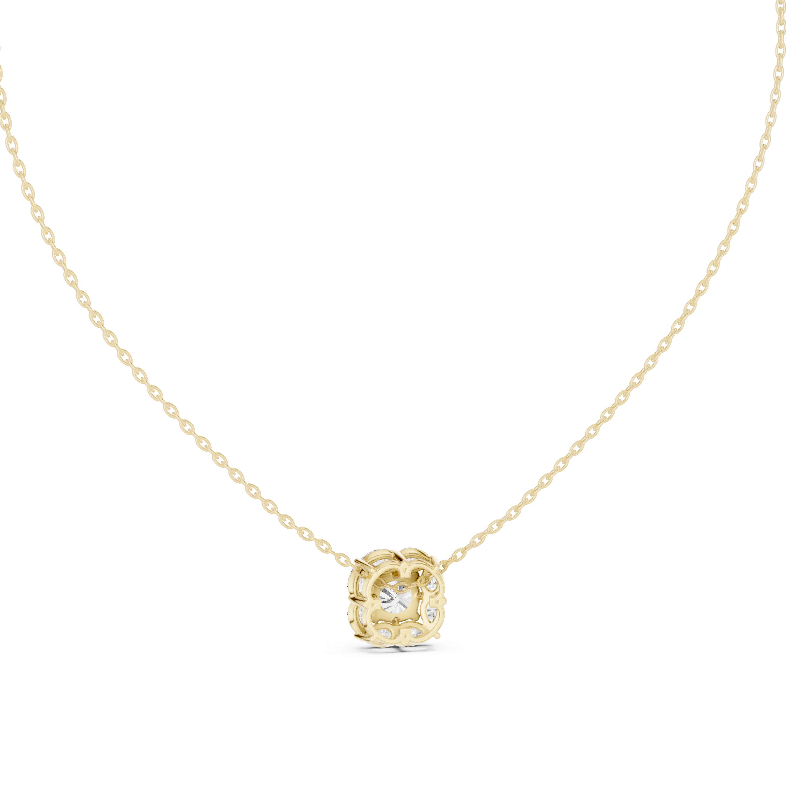 Cushion Halo Diamond Pendant Necklace