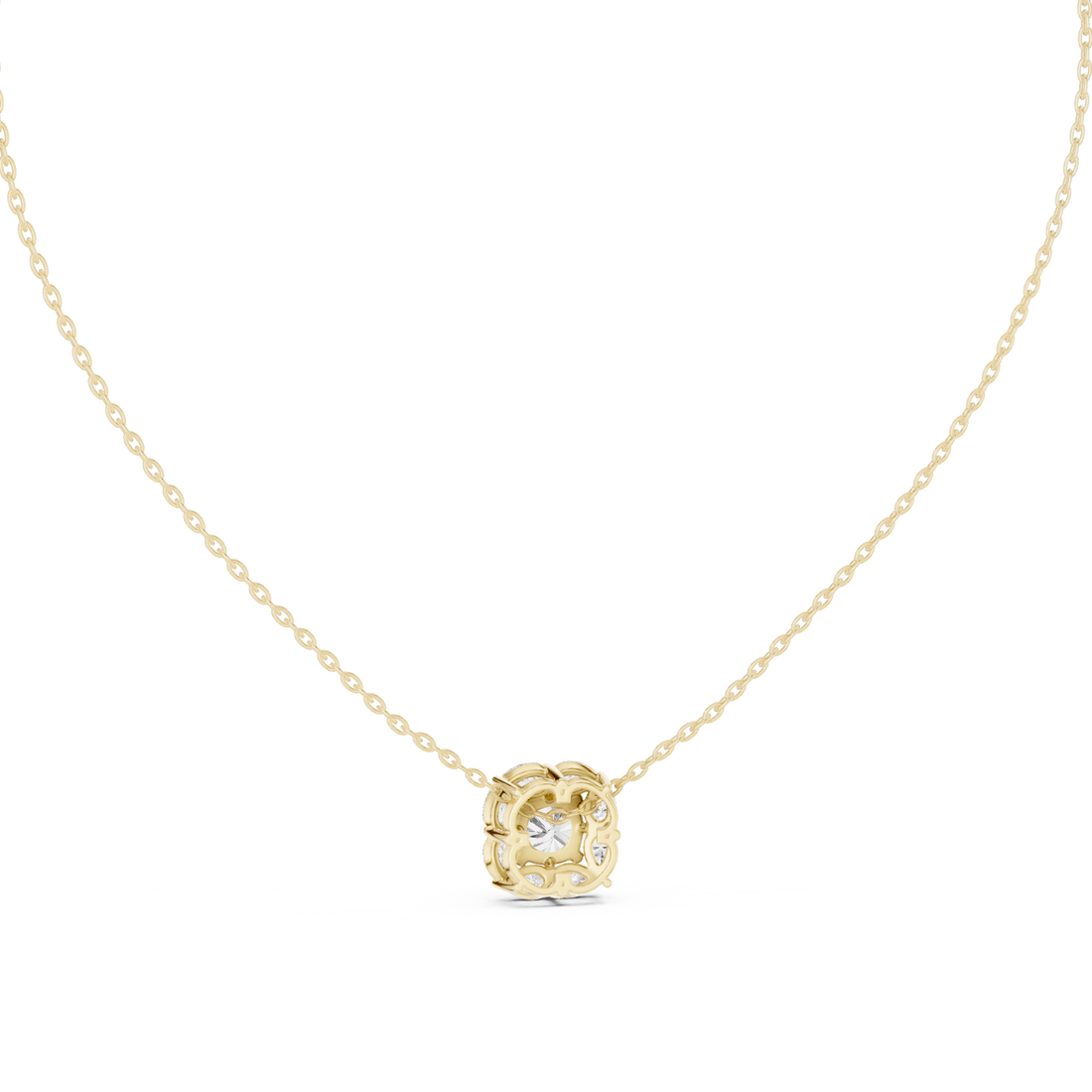 Cushion Halo Diamond Pendant Necklace
