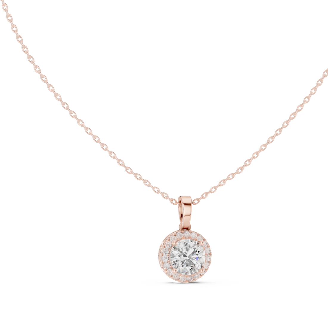 Classic Halo Diamond Pendant Necklace