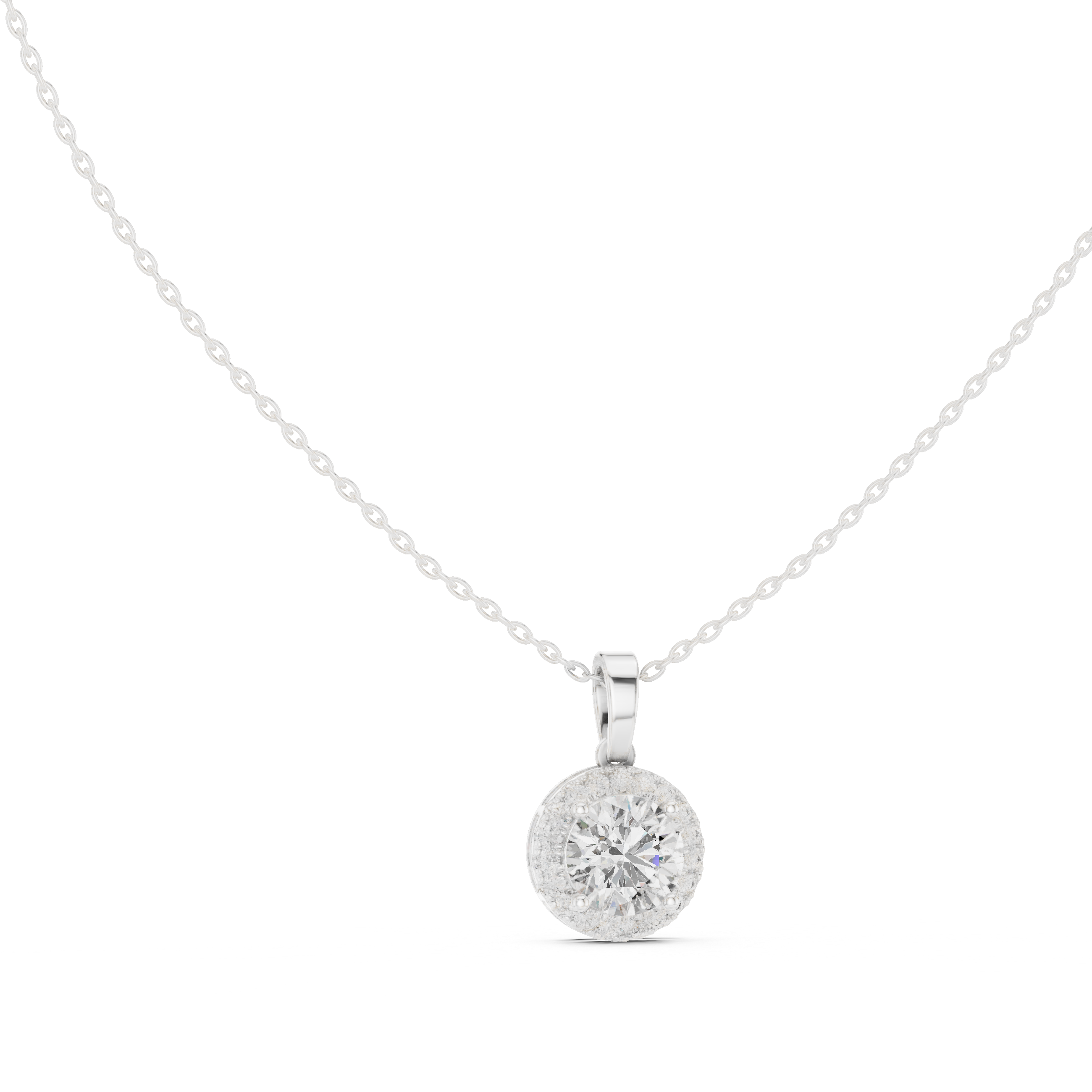 Classic Halo Diamond Pendant Necklace