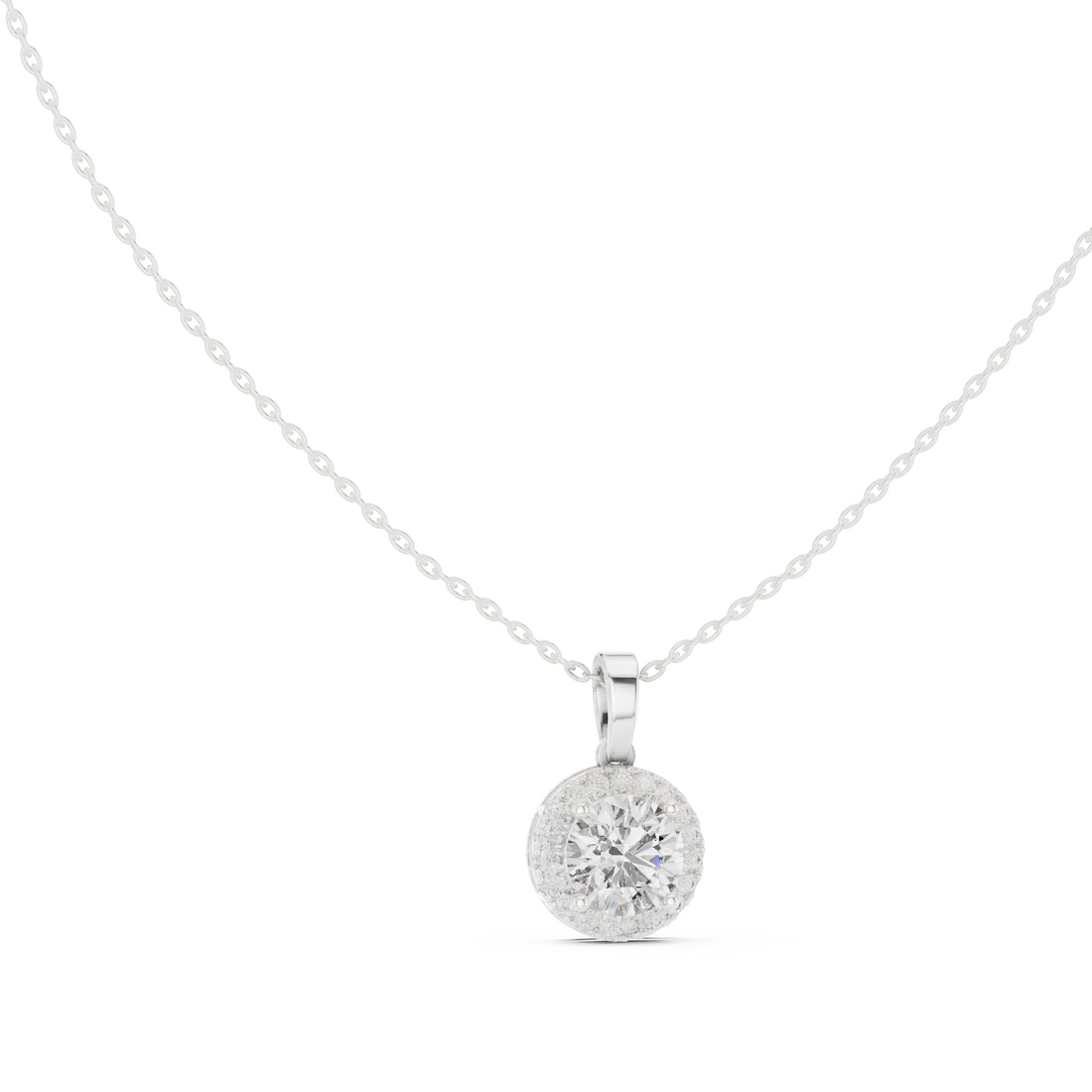 Classic Halo Diamond Pendant Necklace