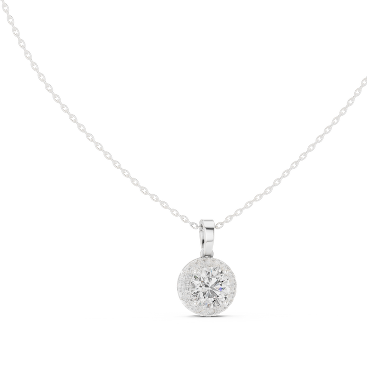 Classic Halo Diamond Pendant Necklace